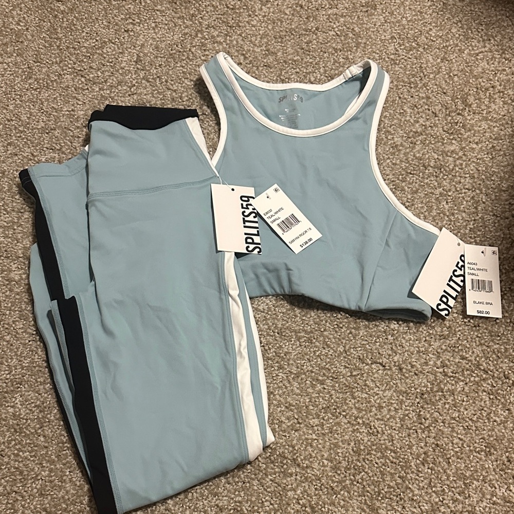 Splits59 Light Blue Tank and Leggings Set